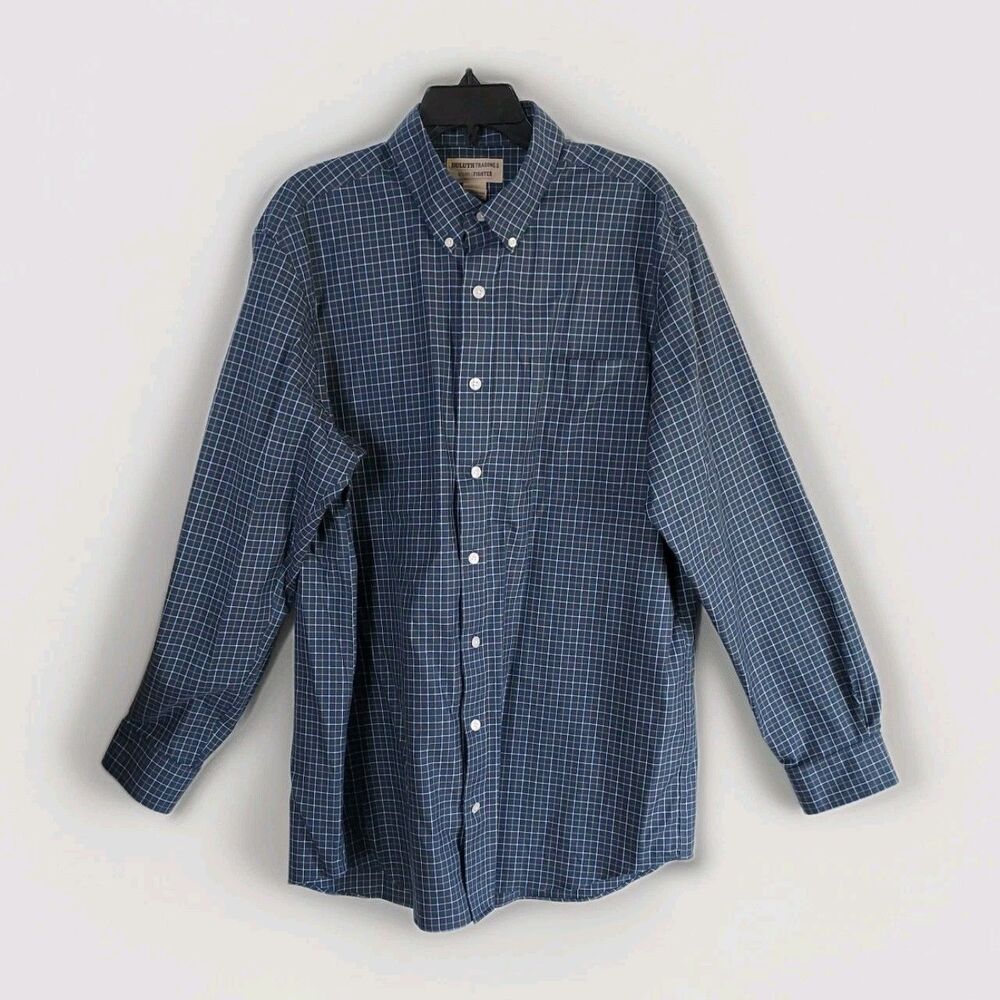 Duluth Trading Co Men's Button Down Long Sleeve Blue Shirt Size Large Tall